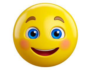 Fototapeta premium 3d happy yellow smiley face with joyful expression cartoon icon
