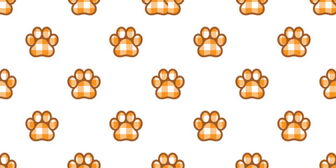 Obraz premium dog footprint seamless pattern cat paw pet claw tartan plaid vector puppy kitten bear cartoon doodle scarf isolated gift wrapping paper repeat wallpaper tile background illustration design