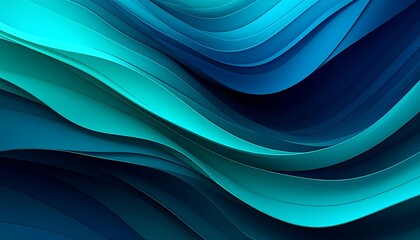 Abstract Teal and Dark Blue Wave Design