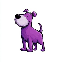 Fototapeta premium Playful Purple Cartoon Dog Illustration on White