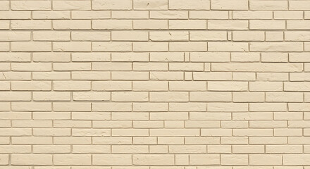 Obraz premium Close up view of a textured light beige painted brick wall with horizontal lines and subtle imperfections creating a rustic backdrop