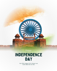 Indian Independence Day, 15th August 2025 image, Freedom Fighters Marketing image, 79th Independence day, India monument with Flag and cloud background, 15th august stock image