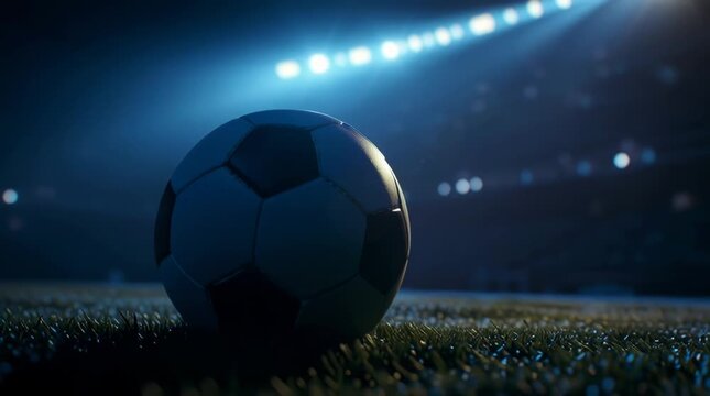 Soccer Ball in a Spotlighted Stadium / スポットライトを浴びるスタジアムのサッカーボール