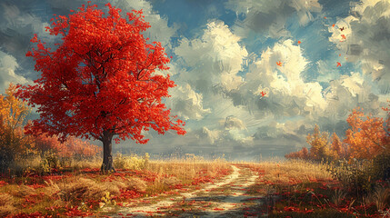 Vibrant Autumn Landscape with Colorful Foliage