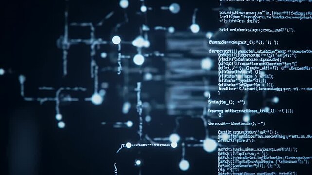 Abstract Blue Digital Data Network Background with Glowing Nodes and Lines Futuristic Cyber System for Artificial Intelligence