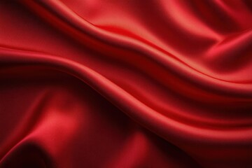 Smooth flowing red silk fabric with soft folds and subtle light reflections creating elegant and luxurious texture