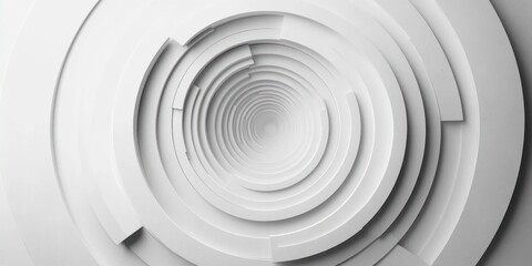 Fototapeta premium Abstract white circular spiraling layers forming a concentric tunnel with smooth surfaces and soft shadows creating a sense of depth and infinity