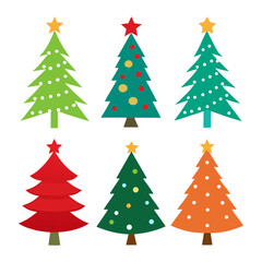 Set of a christmas tree with a star
