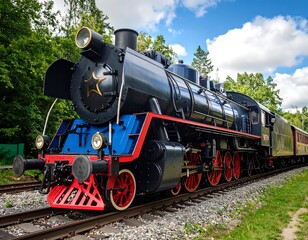 Obraz premium Steam train in forest