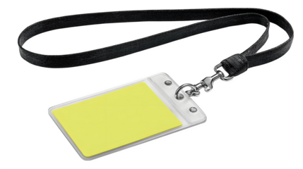 High school ID card on a lanyard, photorealistic, isolated on white background