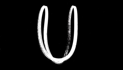 Bold White Brushstroke Letter U on Black