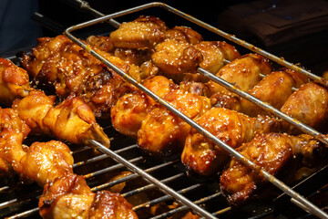 Honey grilled wings at the night market