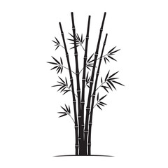 black silhouette vector of bamboo tree