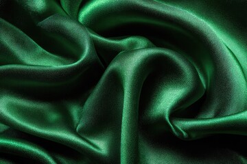 Obraz premium Deep green satin fabric drapes in soft folds