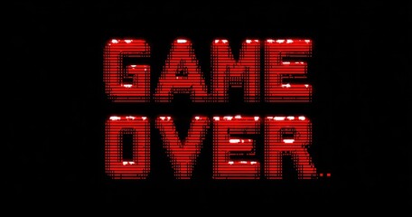 Pixelated red "GAME OVER" text on black background