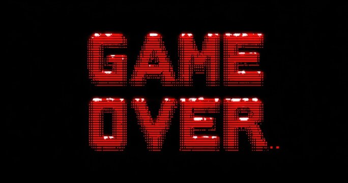 Pixelated red "GAME OVER" text on black background