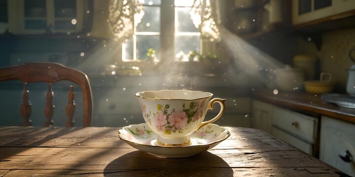 Classic cup of tea in the old house