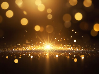 Golden Glitter Abstract Background with Festive Bokeh Light ai