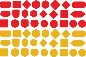 Essential geometric shapes in red and gold for modern design projects and presentations