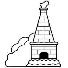 Winter Chimney Minimalist Line Art