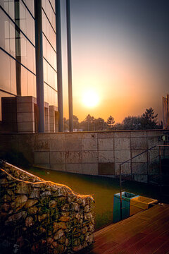 Building Reflection at Sunrise