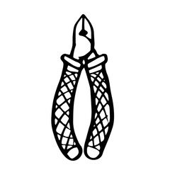 Nippers Outline vector image of a hand tool with textured handles and swiveling jaws, ideal for gripping or cutting