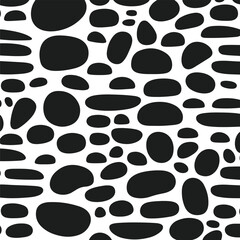 Silhouette Style Vector Common Stone Pattern Design – Minimal Geometric Rock Texture for Architecture, Interior, Flooring, and Wall Background, Monochrome Abstract Stonework Graphic for Print, Web, an