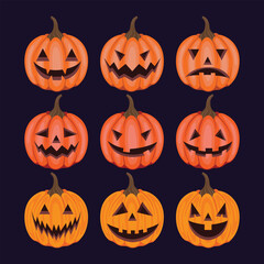 set of halloween pumpkins