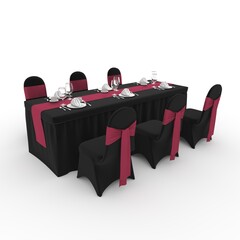 3d render Banquet Table and Chair design element Furniture