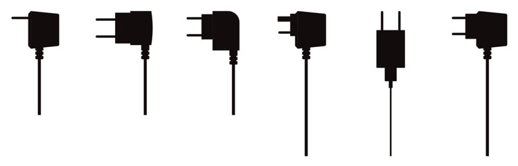 Mobile phone charger. Icon for design. Easily editable, charger icon vector. AC charger with USB and Type-C connector on isolated and white background, close-up. vector illustration