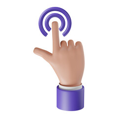 hand pushing button 3d icon on a white background