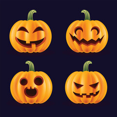 set of halloween pumpkins