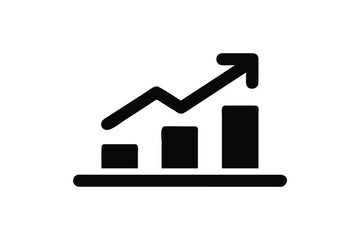 Growth chart icon with upward arrow and bar graph symbol for business analytics
