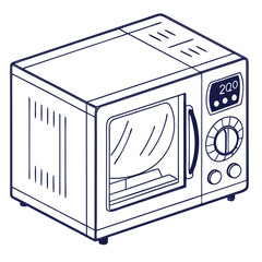 Fototapeta premium Flat Style Microwave Oven with Dial and Display, Isolated Kitchen Appliance Vector. Perfect for: Back to School, Dorm Room Setup, Kitchen Expo