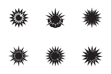 Fototapeta premium Abstract Black Starburst Shapes on White Background for Graphic Design Elements and Illustrations Creative Art