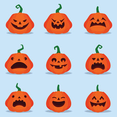 halloween pumpkins set