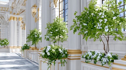 Fototapeta premium Minimalist Anime Concept Art Featuring Imposing White Building Interior