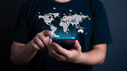 Global financial data visualization via smartphone world map