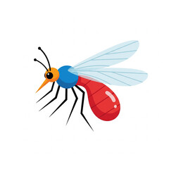 Obraz premium A cartoon illustration of a mosquito with detailed features, wings, and body parts.