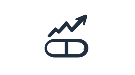 Vector icon of eraser fixing spelling mistake with growth arrow above, filled silhouette style