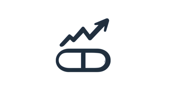 Vector icon of eraser fixing spelling mistake with growth arrow above, filled silhouette style