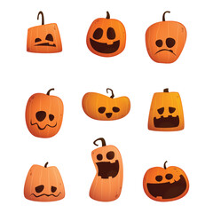 set of halloween pumpkins
