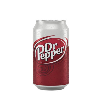 chilled dr pepper beverage with water droplets closeup


