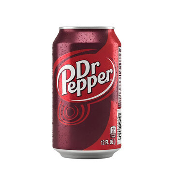 refreshing dr pepper soft drink in aluminum can isolated

