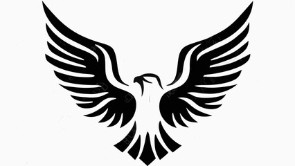 Obraz premium Stylized black and white eagle with outstretched wings in a symmetrical design illustration art piece silhouette