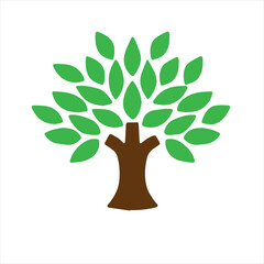 Vector art of green tree with many leaves isolated on white background