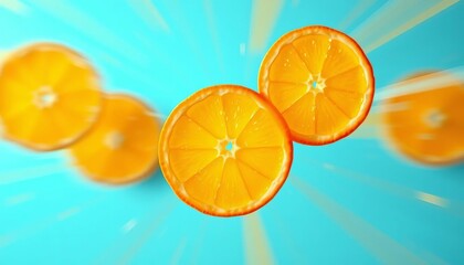 Spinning orange slices create vibrant, optical illusion,  slices,  background