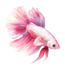 Pastel pink betta fish, delicate watercolor style