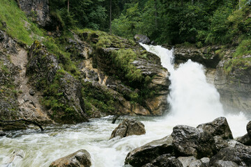 Kuhflucht Gorge Waterfall in Farchant, Bavaria, Germany
