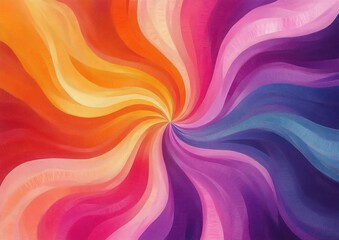 Obraz premium abstract swirling pattern radiating from center in vibrant warm and cool tones blending smoothly with textured brush strokes